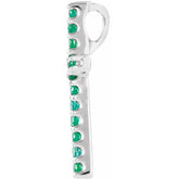 14K White Natural Emerald Petite Cross Pendant